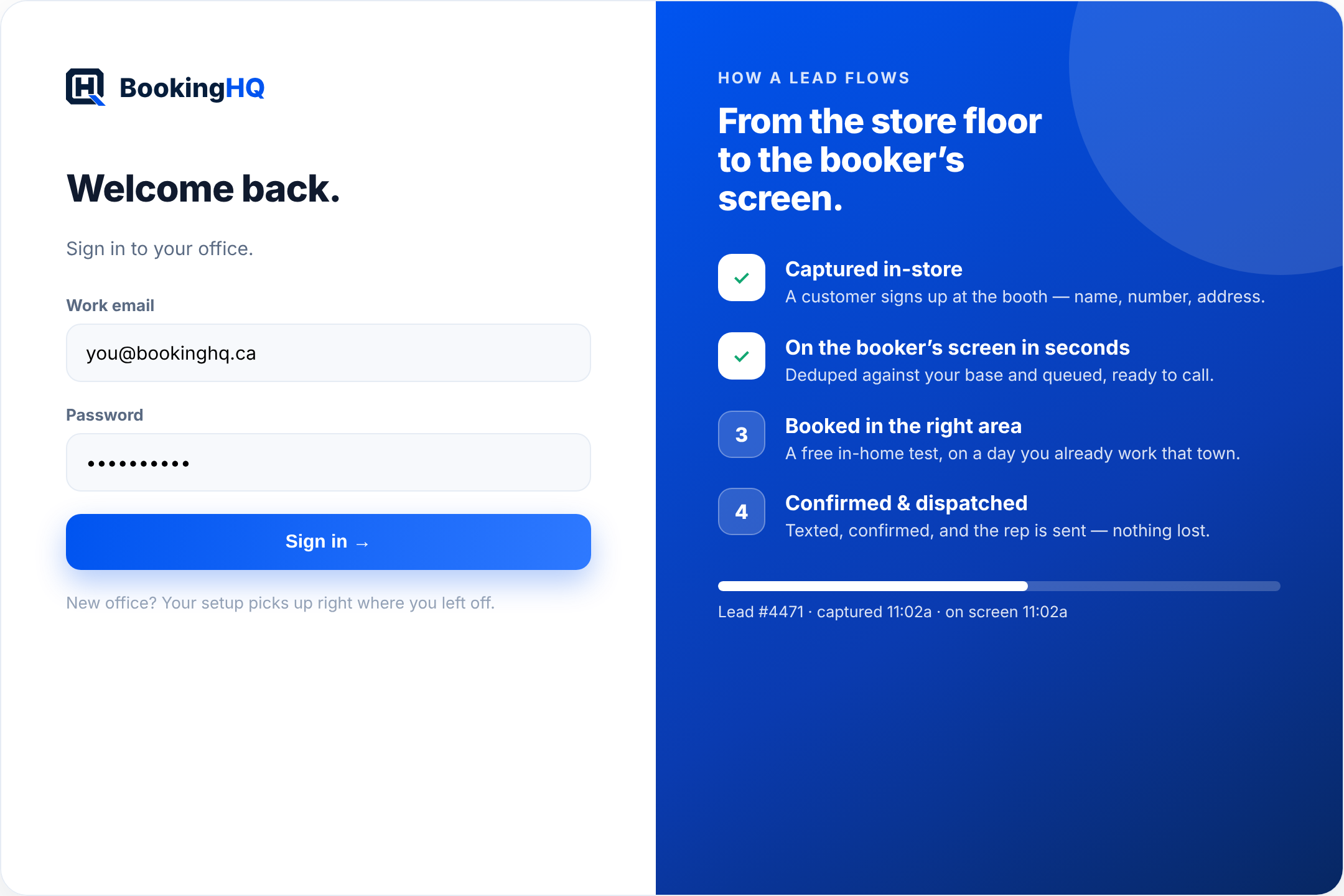 Guided setup — up and running in four steps